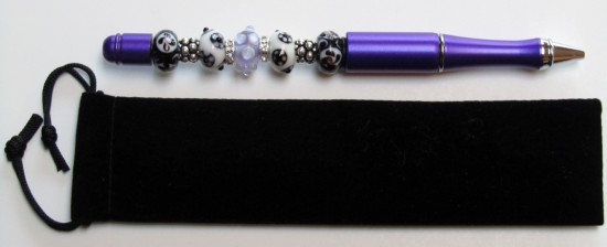Purple and Black-purple, black, white, rhinestone, pen, metal, bead, silver, ink, unique, gift, velvet,pens, beads