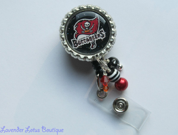 Tampa Bay Buccaneers Inpired-retractable, badge, reel, id, holder, credentials,Tampa Bay, Buccaneers, football, beads, retractable badge reels, retractable id reel, retractable id holder, badge reels, id reels, id holders, credential holders, football badge reels, football id reels, football id holders, team badge reels, team id reels, sports badge reels, sports id reels, beaded badge reels, beaded id reels, beaded badge holders, cute badge reels, fun badge reels, custom badge reels, beaded id reels, cute id reels, fun id reels, customer id reels, Swarovski crystal beads, lucite beads, acrylic beads, metallic beads, nurse badge reels, medical badge reels, teacher badge reels, hospital badge reels, office badge reels, uniform badge reels, badge reel gifts