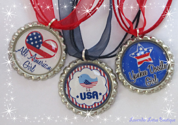 Yankee Doodle 4th of July-Yankee, Doodle, bottlecap, USA, necklace, red, white, blue, gift, independence, fun, celebrate