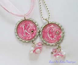 Personalized Pretty in Pink-pink, bottlecap, necklace, silver, ribbon, ballchain, beads, bead, bundle, Swarovski, crystal, gift, white, personalized, bling, crystal, flower, bottlecap necklace, personalized bottlecap necklace, pink personalized necklace