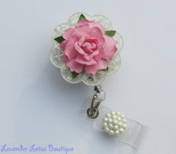 Shabby Chic Inspired Rose-retractable, badge, id, holder, credentials, rose, vintage, shabby chic, victorian, flower, retractable badge reels, retractable id reels, retractable id holder, Shabby Chic badge reels, Victorian badge reels, Shabby Chic id reels, Victorian id reels, Vintage id reels, Vintage badge reels, flower badge reels, flower id reels, fun badge reels, custom badge reels, unique badge reels, unique id reels, fun id reels, custom id reels, nurse gifts, teacher gifts, office worker gifts, corporate gifts